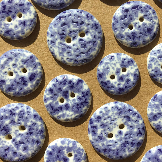 Blue Splatterware Stoneware Button - 4 sizes