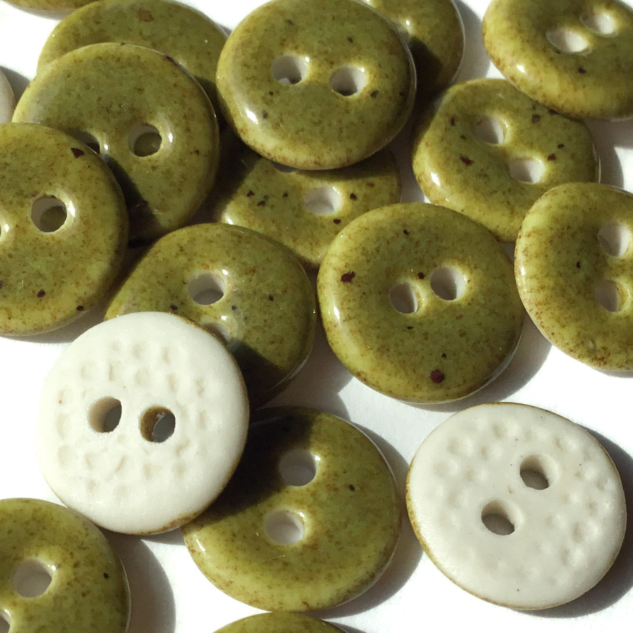 Speckled Olive Porcelain Button 7/16"