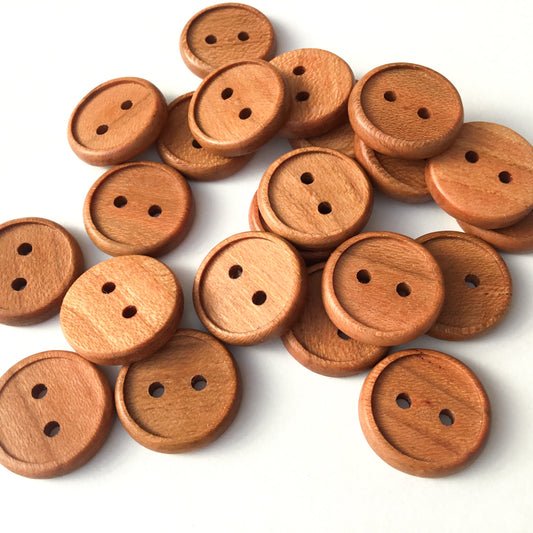 Discontinued - Bead Rim Cherry Wood Buttons - 3/4”