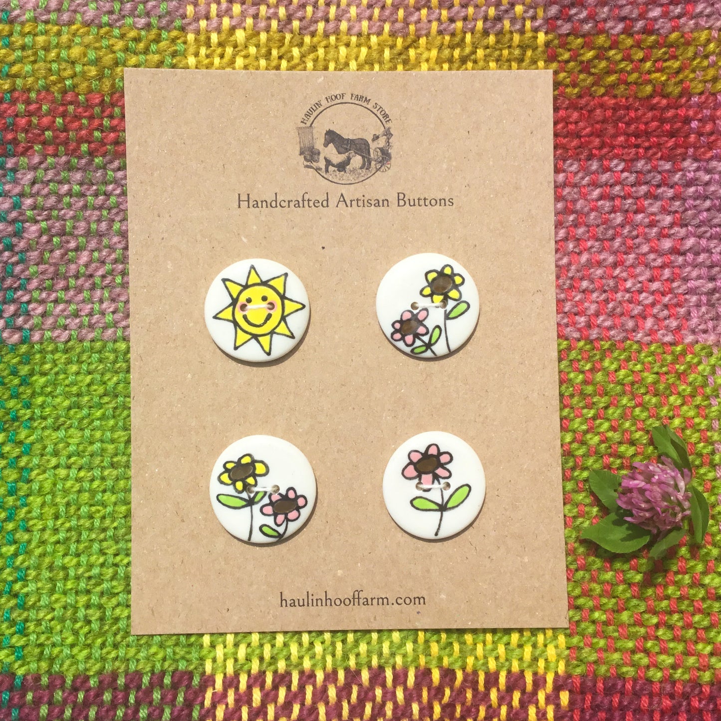 Sunny Day Flowers Porcelain Button Set - 1”