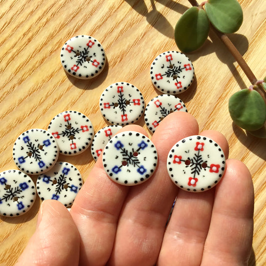 ‘Nordic Garden’ Porcelain Button 7/8”