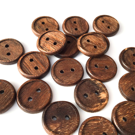 Discontinued - Bead Rim Black Walnut Wood Buttons - 3/4"