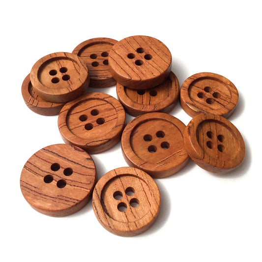 Four Hole Inset Button - Mineral Streaked Cherry Wood - 2 sizes
