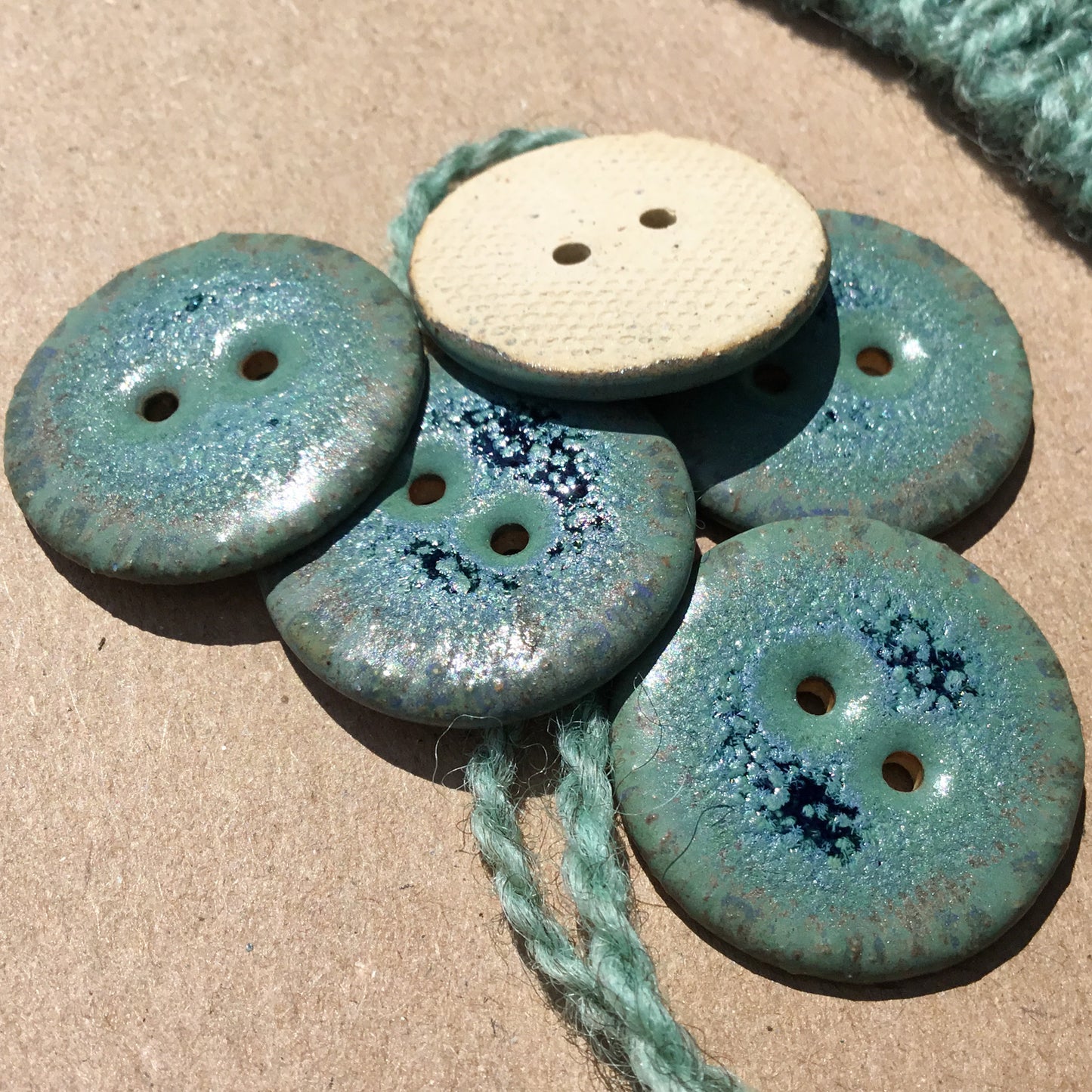 Blue Stone Stoneware Button 1-1/16"