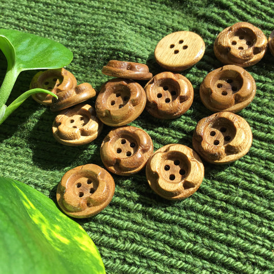 ‘Forest Flowers’ Sassafras Wood Buttons 3/4”