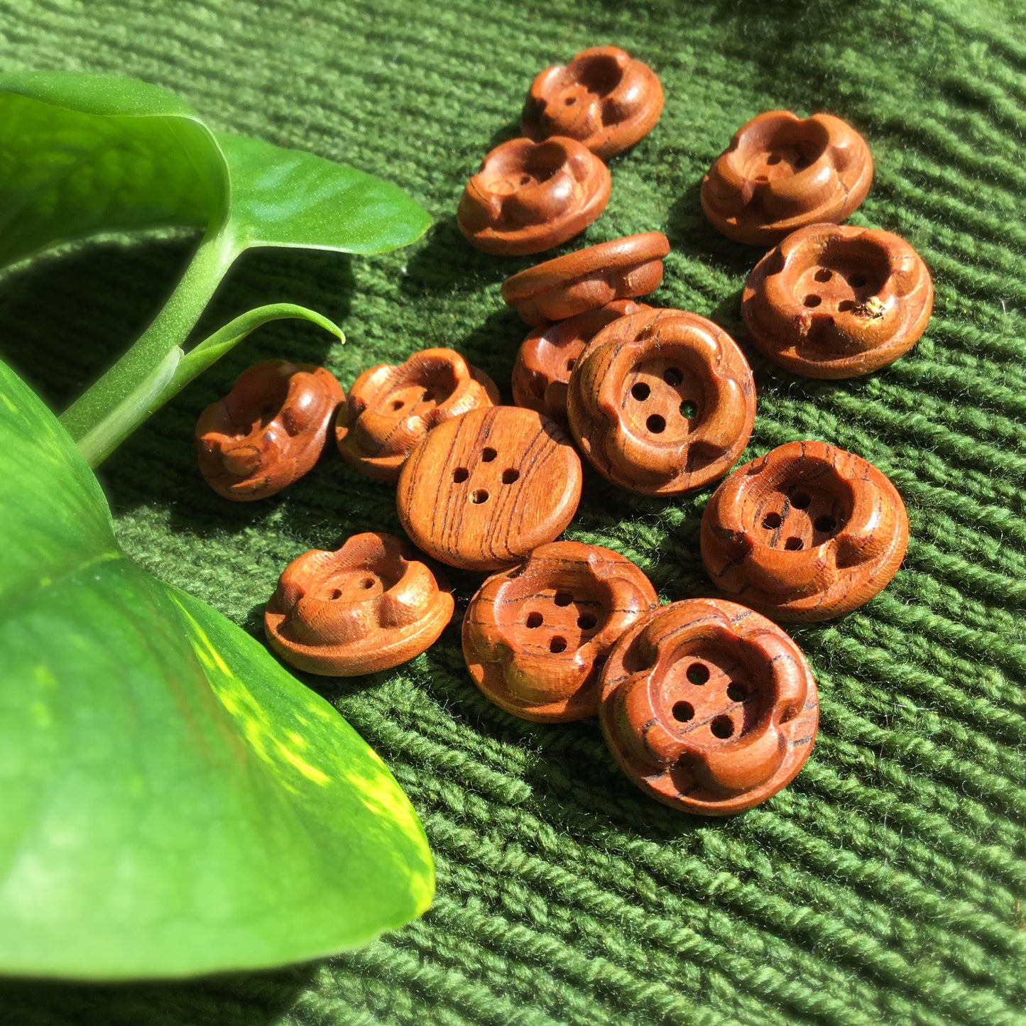 ‘Forest Flowers’ Mineral Cherry Wood Buttons 3/4”