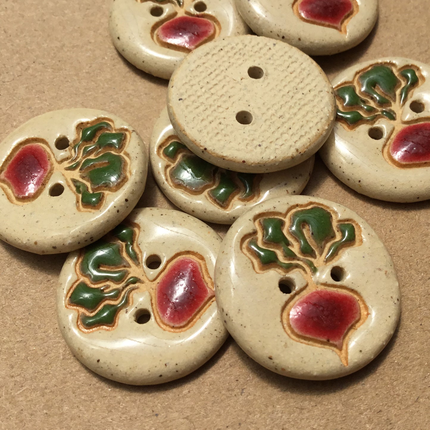 Natural Garden Beet Stoneware Button 7/8”