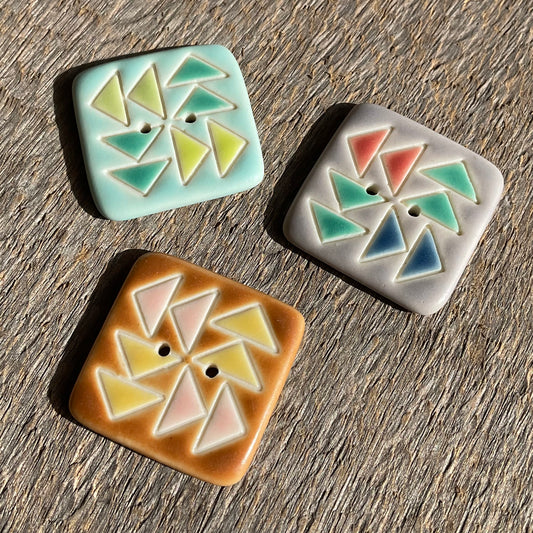 Porcelain Flying Geese Quilt Button 1”