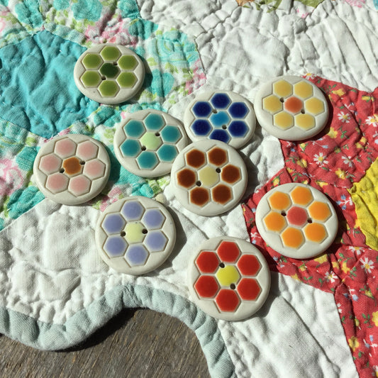 ‘Grandma’s Flower Garden’ Porcelain Button 1"