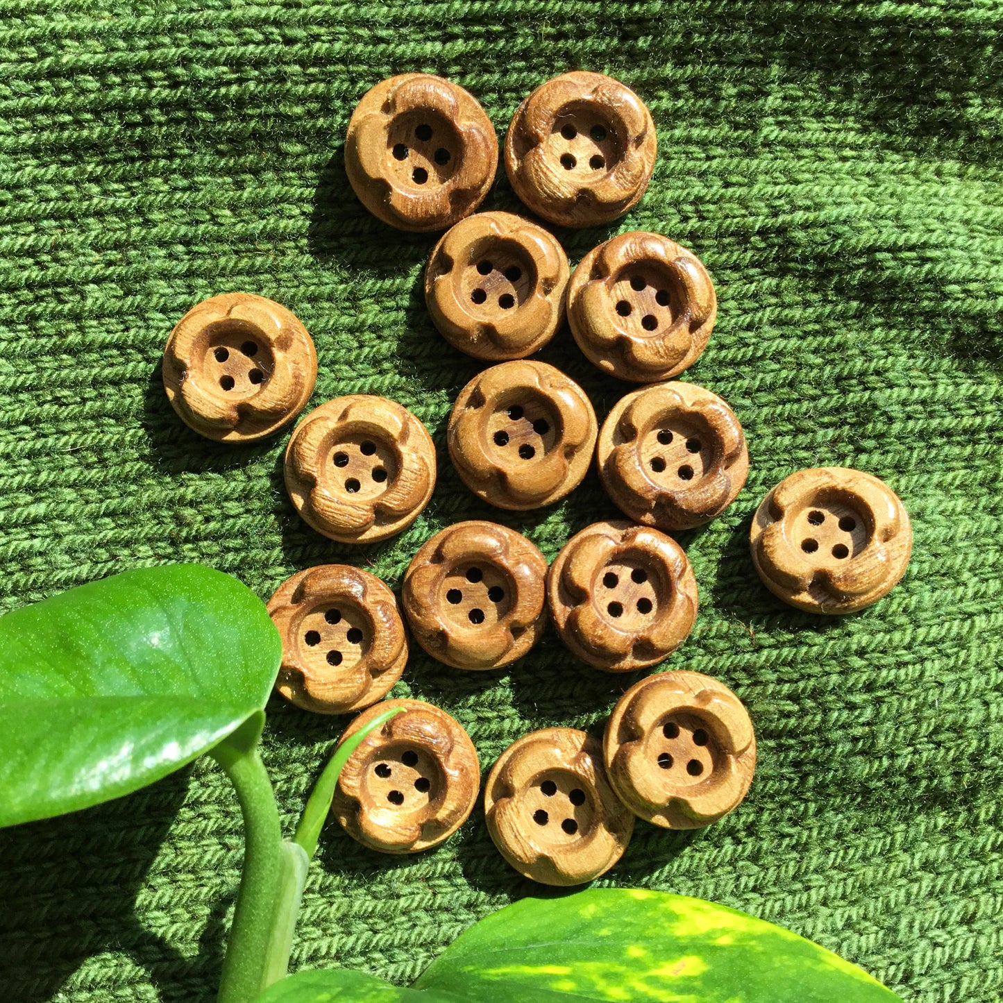 ‘Forest Flowers’ Sassafras Wood Buttons 3/4”