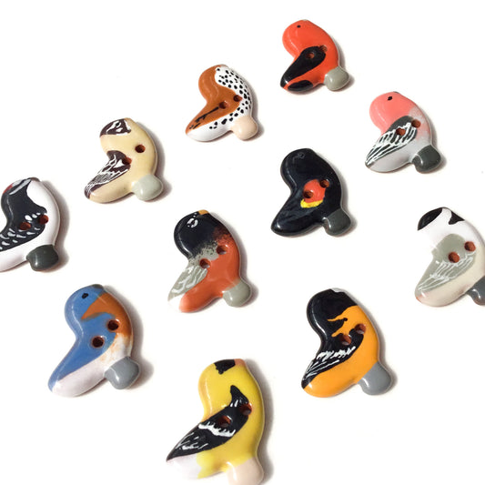 Ceramic Bird Buttons 3/4" x 7/8"