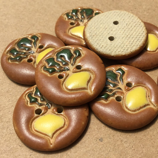 Matte Brown Garden ‘Golden’ Beet Stoneware Button 7/8”