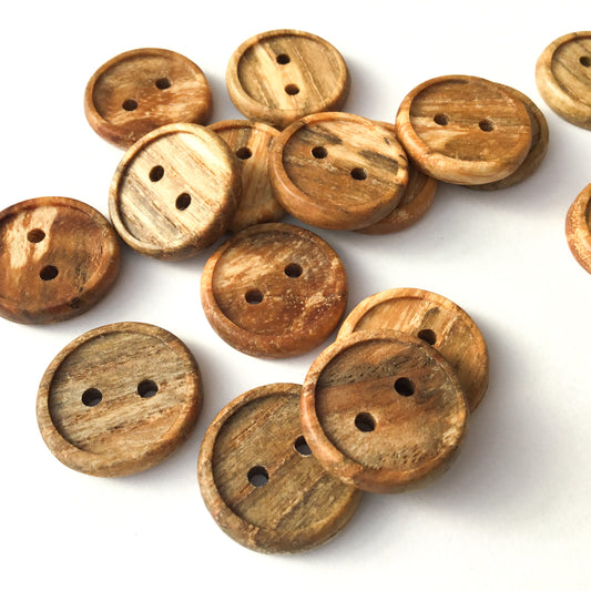 Discontinued - Bead Rim Spalted Ash Wood Buttons - 3/4”