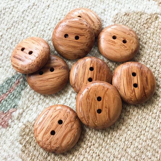 Polished Red Oak Wood Buttons 1"