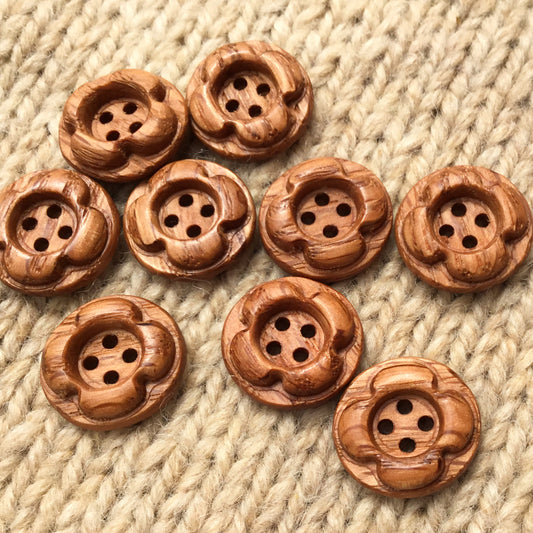 ‘Forest Flowers’ Red Oak Wood Buttons 3/4”