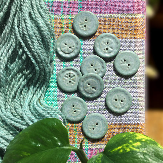 Tranquility Blue ‘Scalloped Flower’ Porcelain Button 1"