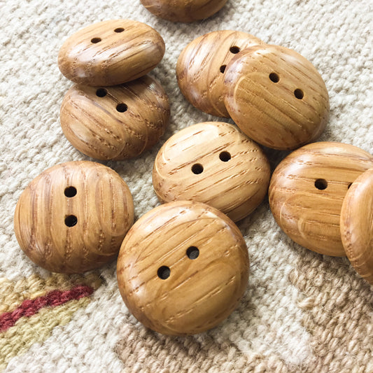 Polished White Oak Wood Buttons 1"