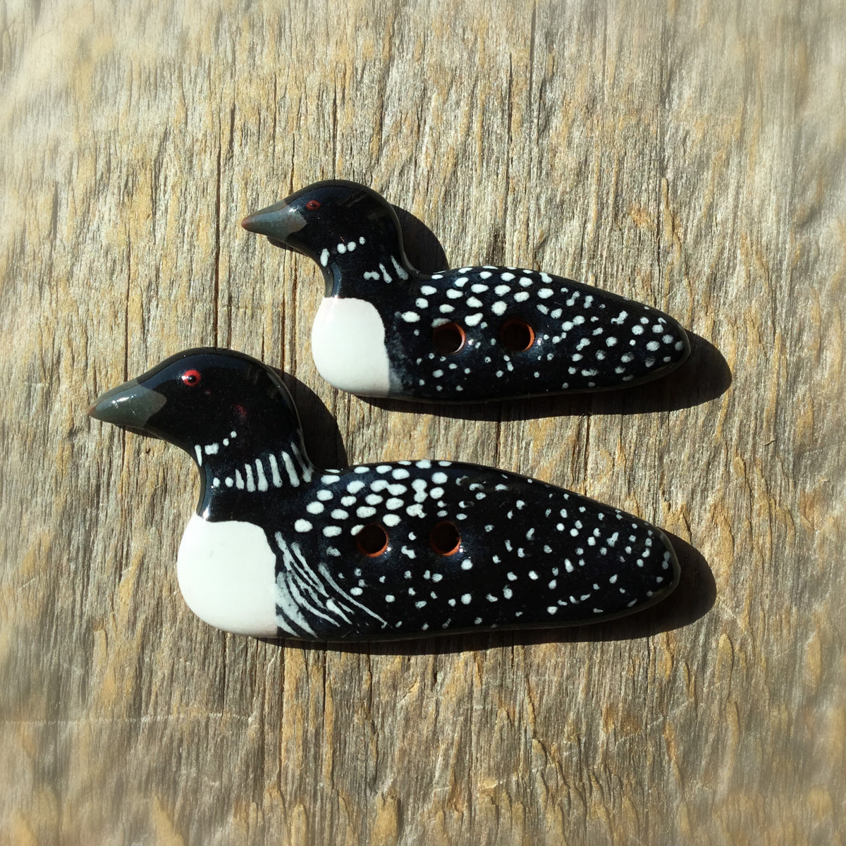 New Look! Ceramic Loon Buttons - two sizes