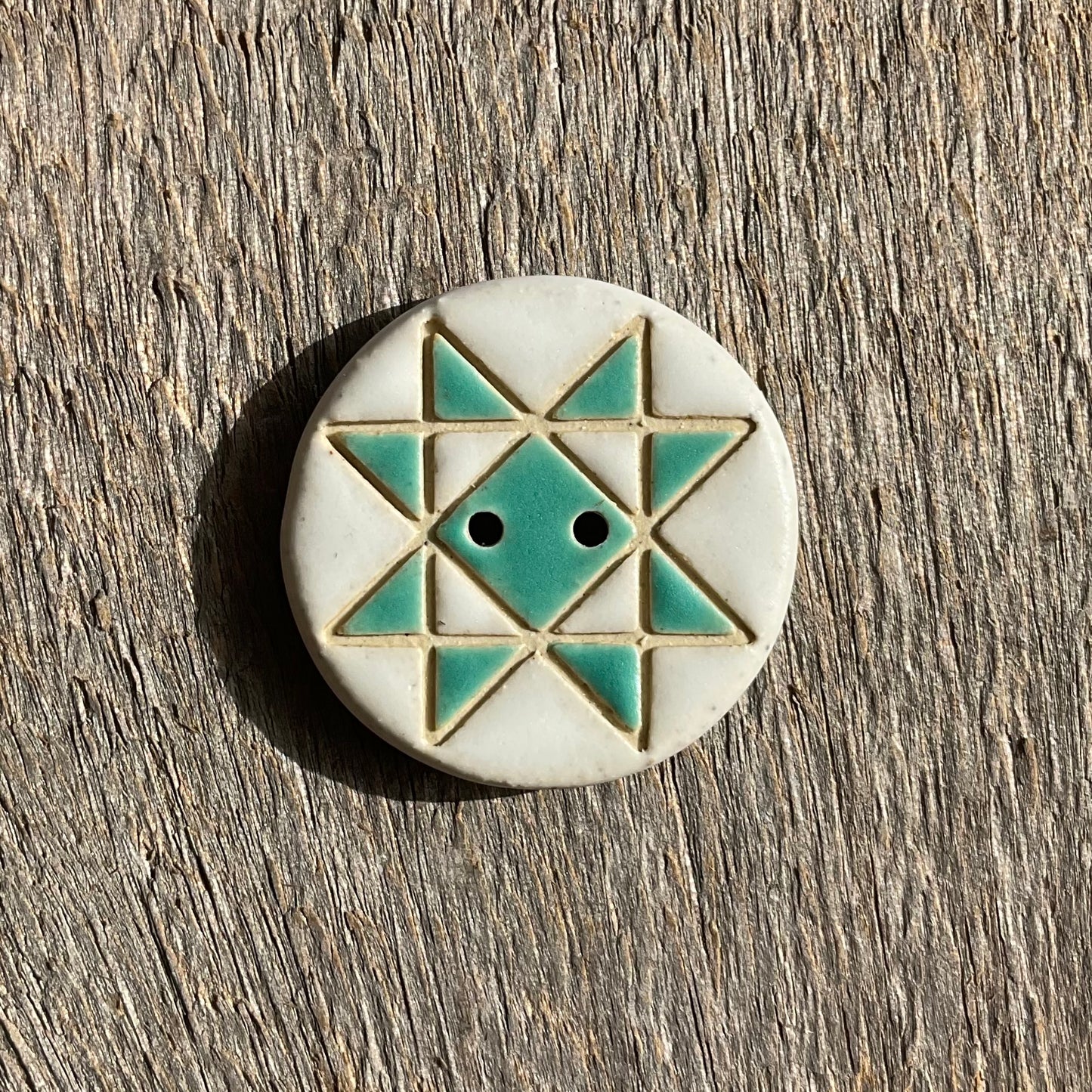 Ohio Star Quilt Block Stoneware Button ‘Solid Mattes’ 1-1/16”