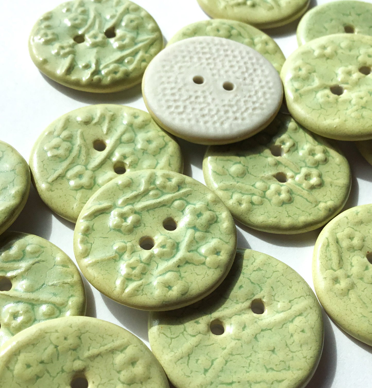 'Frosted Melon' Plum Blossom Porcelain Button 1"