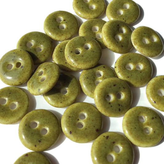Speckled Olive Porcelain Button 7/16"