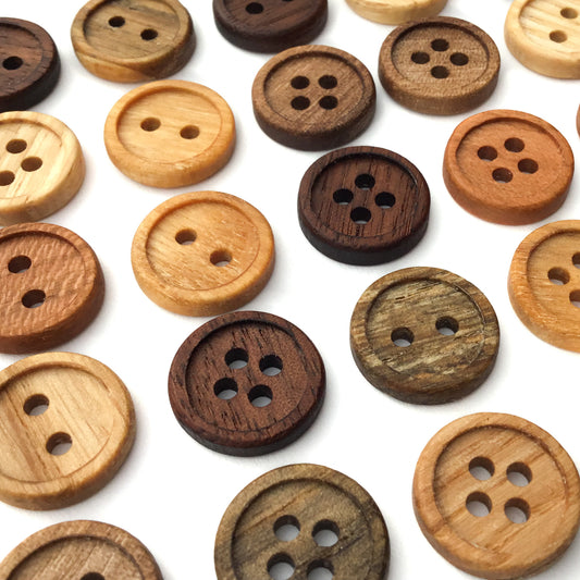 Discontinued - Bead Rim Wood Buttons - 5/8”