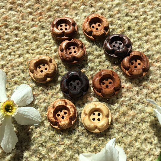 Forest Flowers Wooden Buttons 7/8”