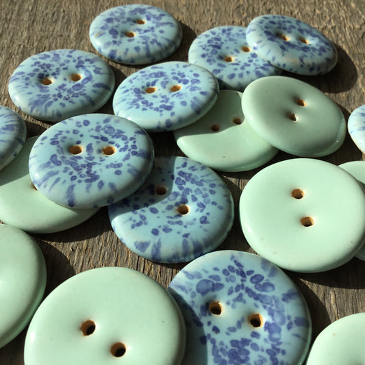 ‘Shades of Blue’ Stoneware Buttons 1-1/16"