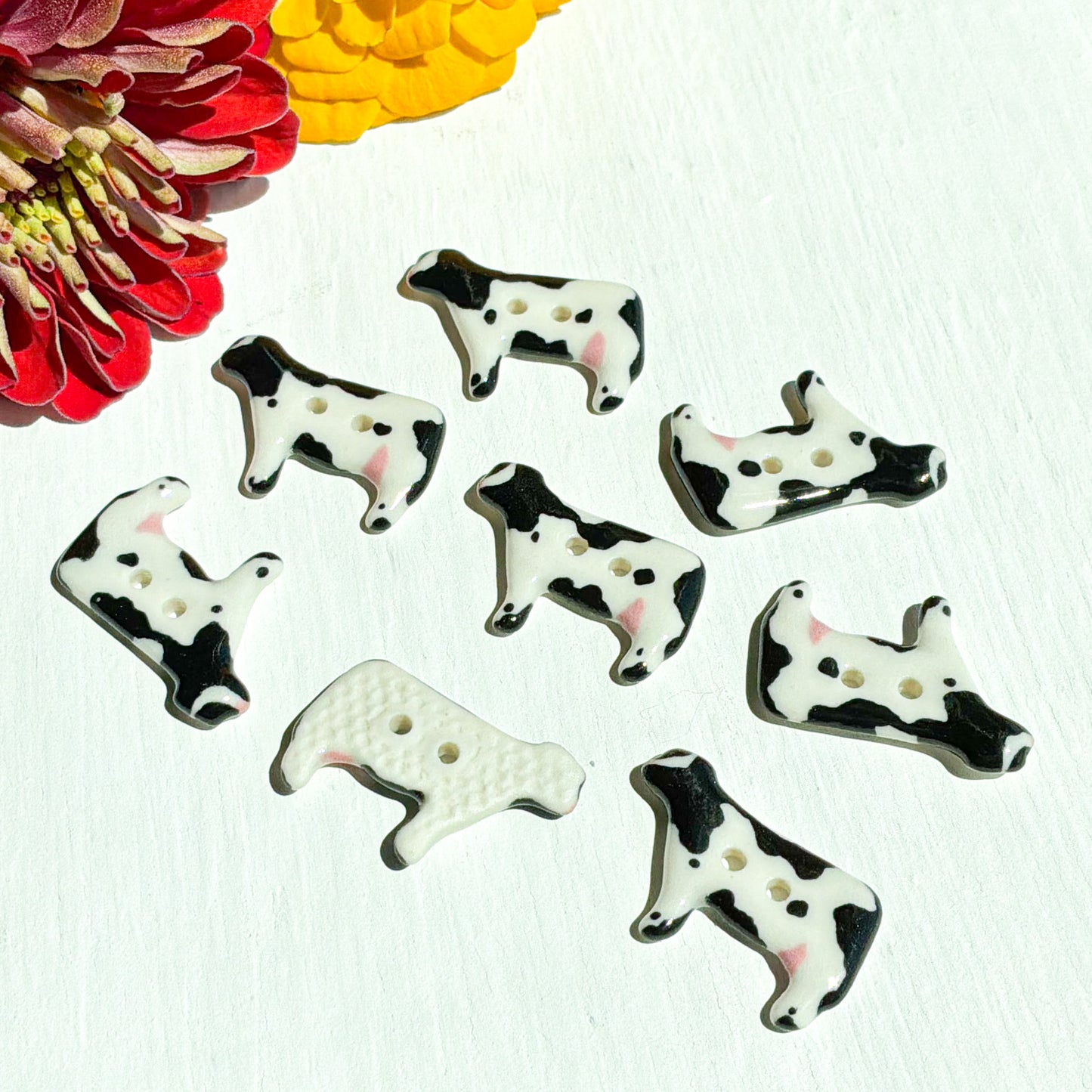 Holstein Cow Porcelain Button 5/8” x 7/8”