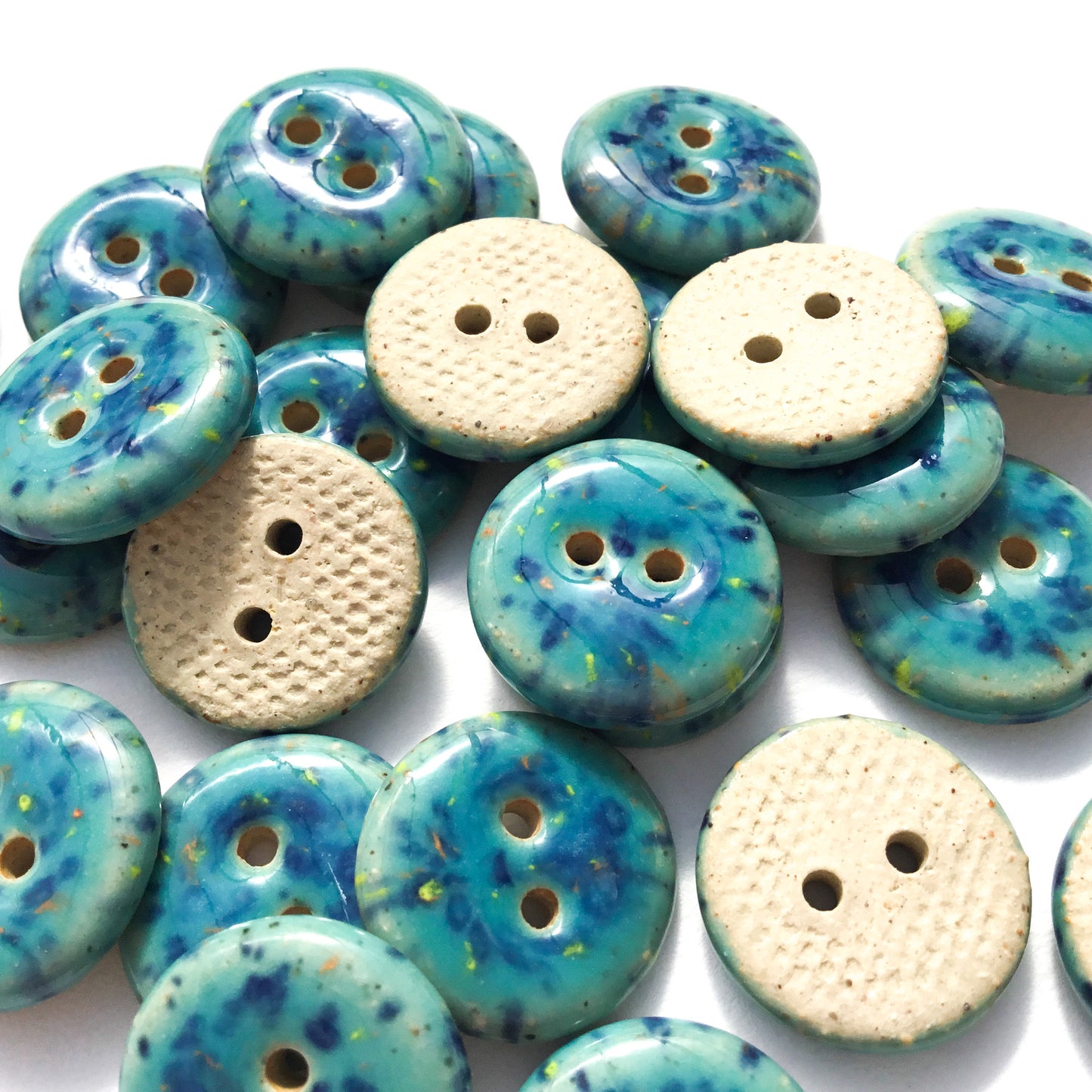 Speckled Turquoise Stoneware Buttons 5/8"