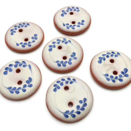 Antique Blue Florets Button 7/8"