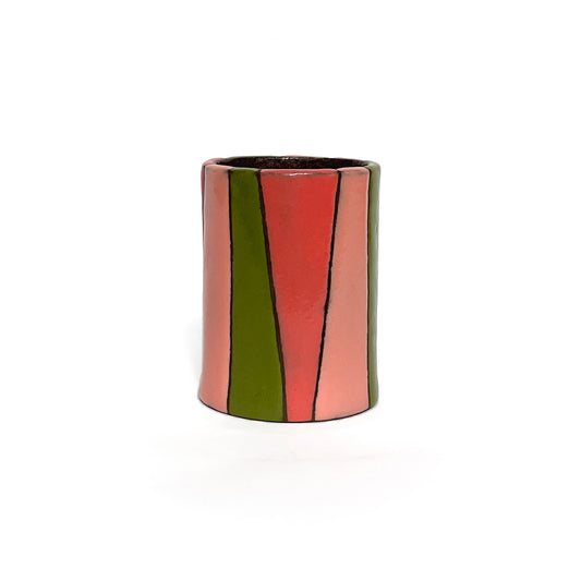 Watermelon Stripes - Black Clay Vessel