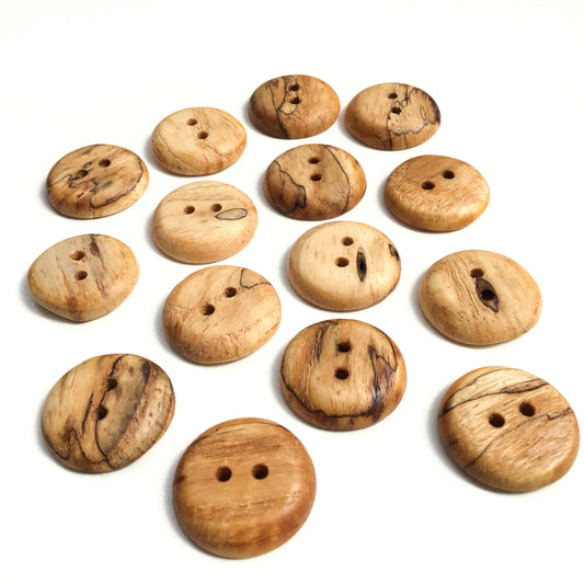 Polished Spalted Ash Wood Buttons - 1"