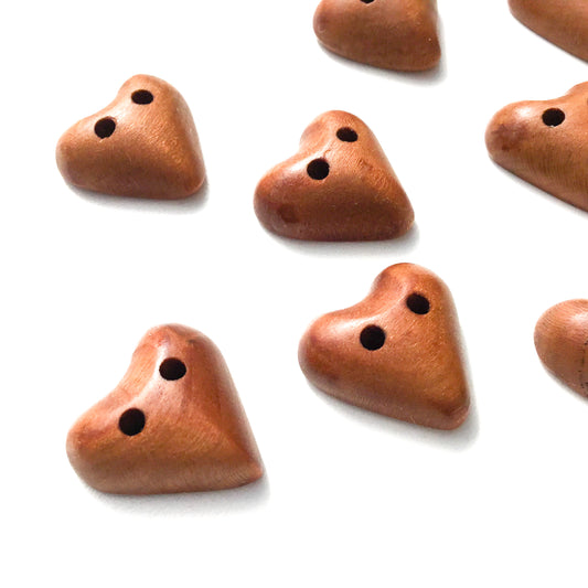 Cherry Wood Heart Buttons - 13/16" x 7/8"