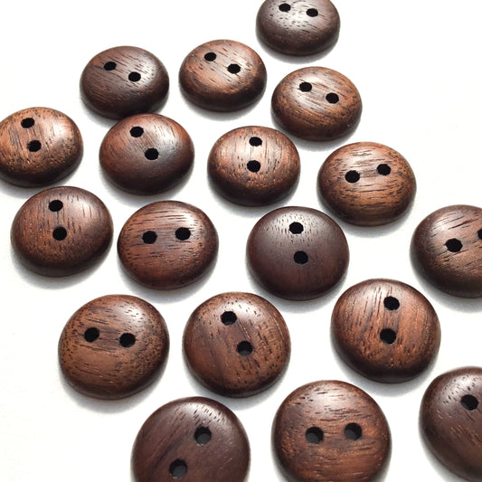 Polished Black Walnut Wood Buttons - 3/4”