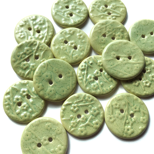 'Frosted Melon' Plum Blossom Porcelain Button  1"