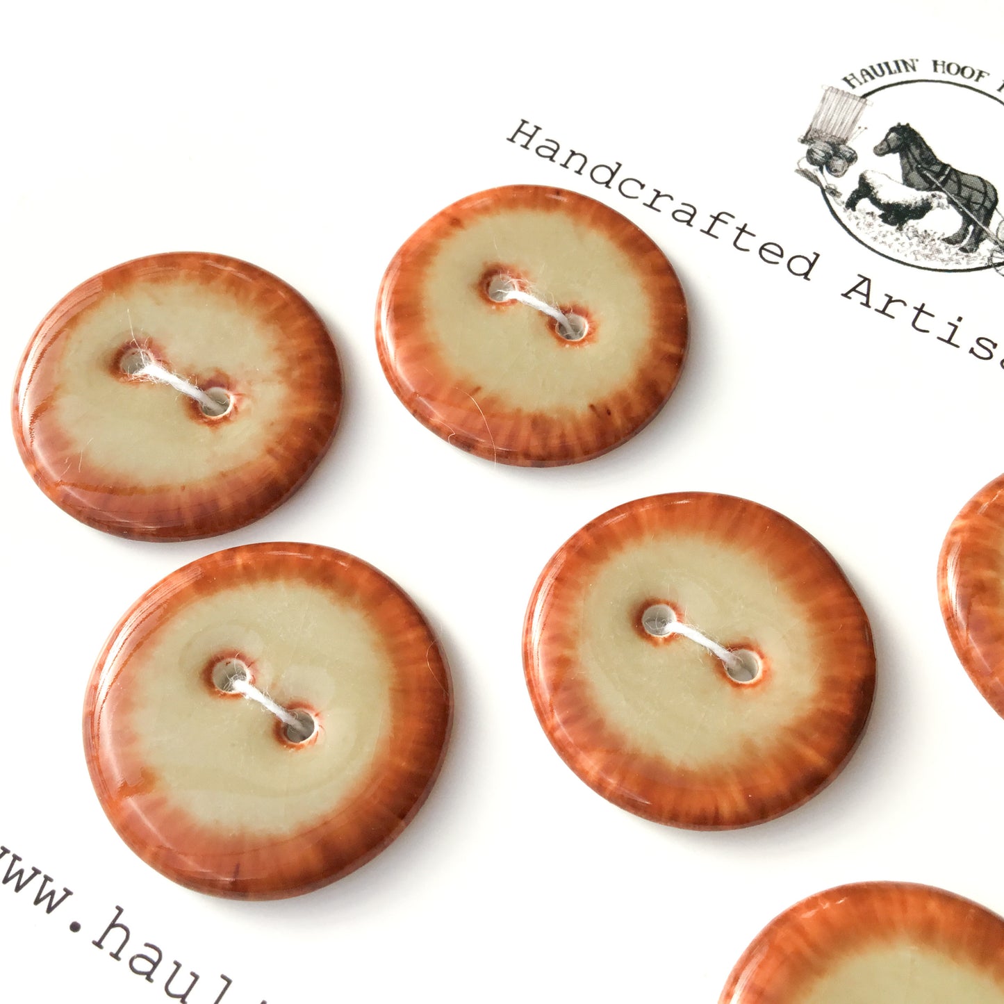 ‘Cappuccino’ Porcelain Buttons  1"  7-Pack