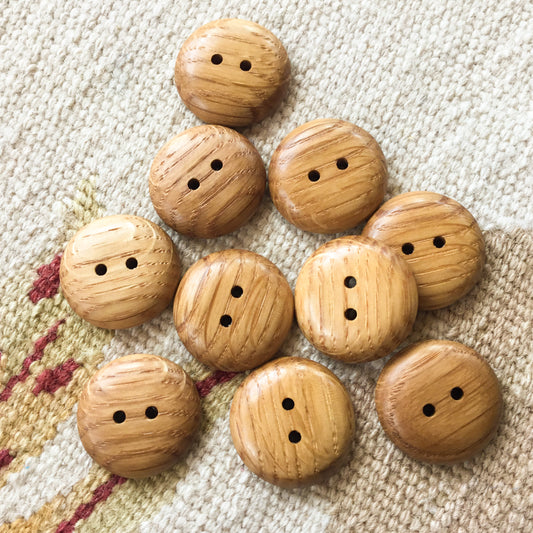 Polished White Oak Wood Buttons  1"
