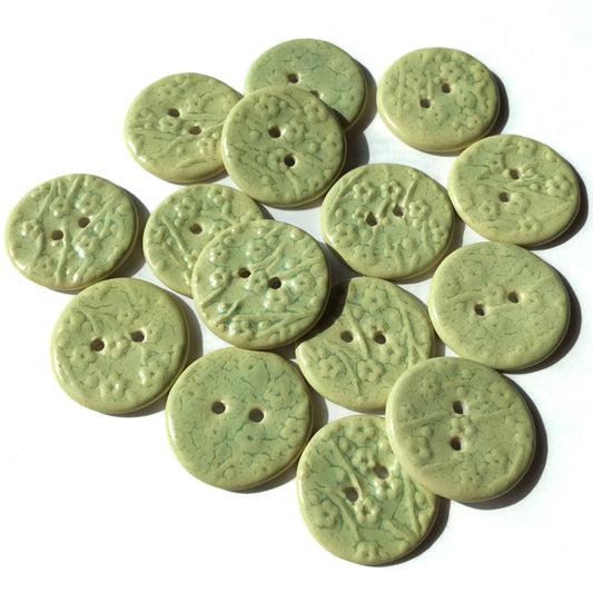 'Frosted Melon' Plum Blossom Porcelain Button  1"