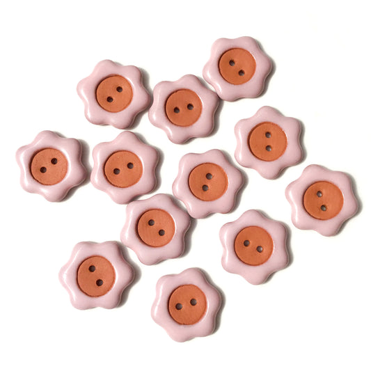 LOOPSIE DAISY Red Clay Button 'Pink' 7/8”