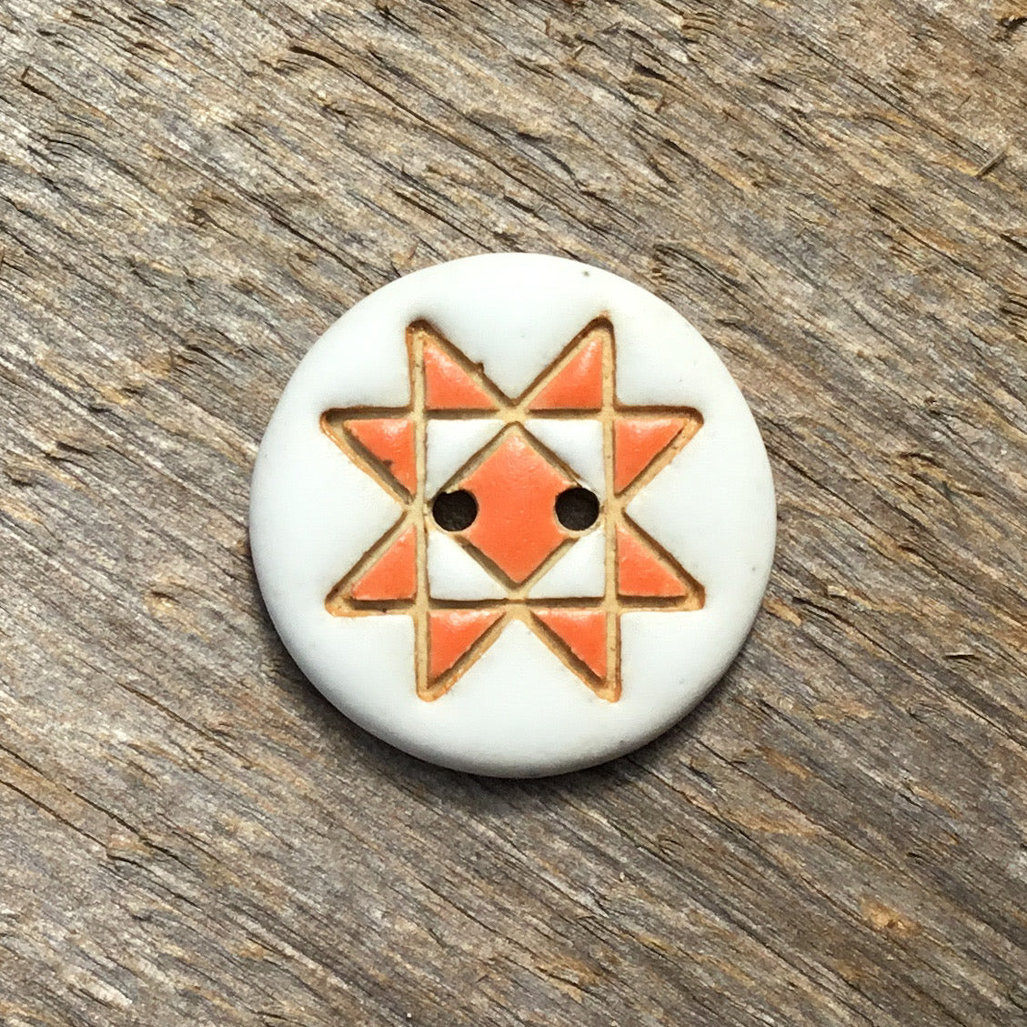 Ohio Star Quilt Block Stoneware Button  ‘Solid Mattes’  7/8”