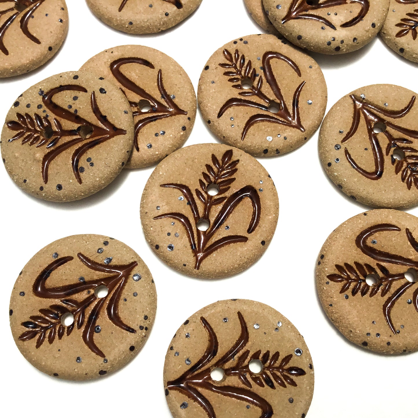 Dark Amber Wheat Stoneware Button   7/8"