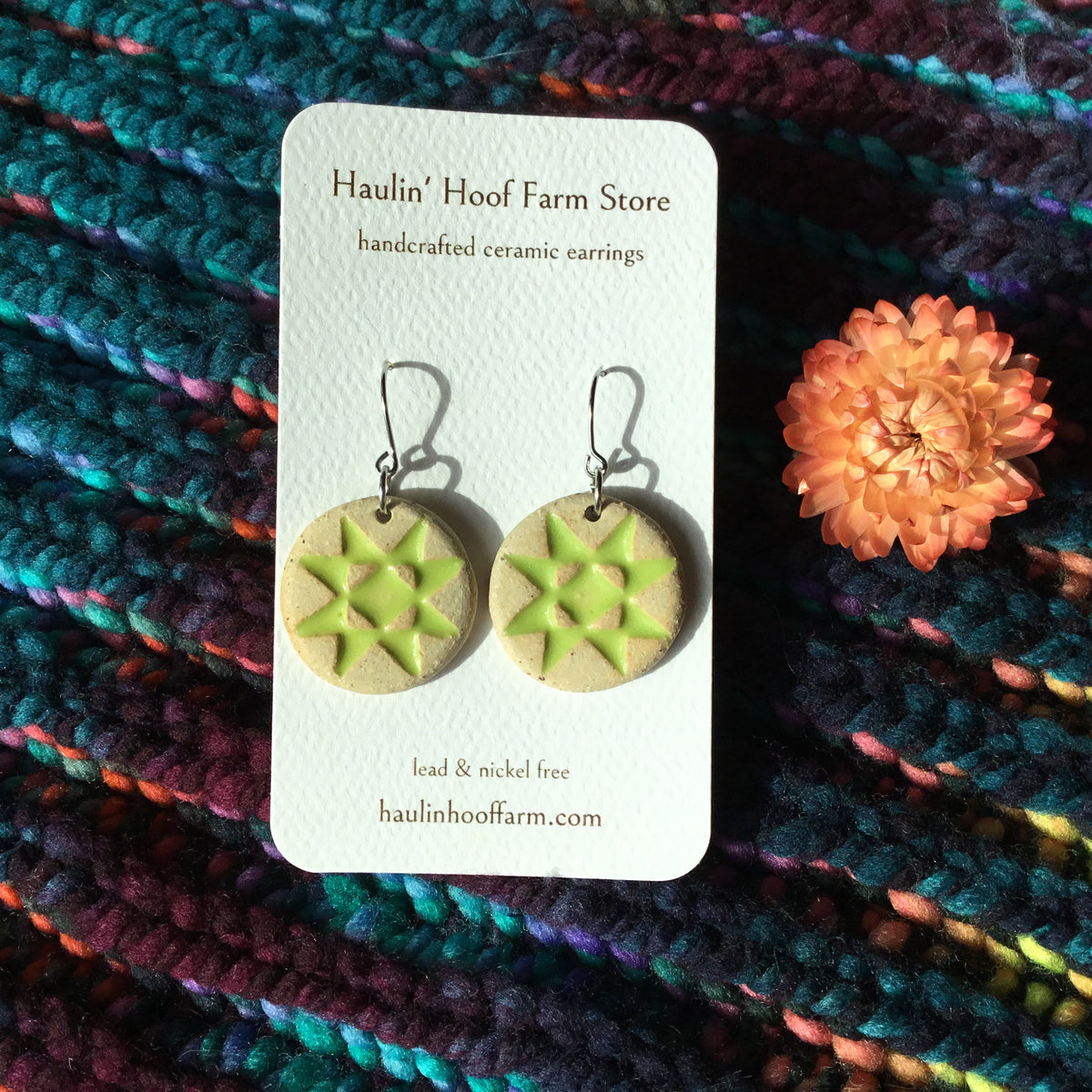 Rustic Ohio Star Stoneware Earrings