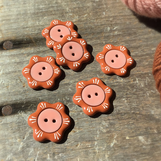 'Floral Darlings' Country Coral Button  1-1/8"