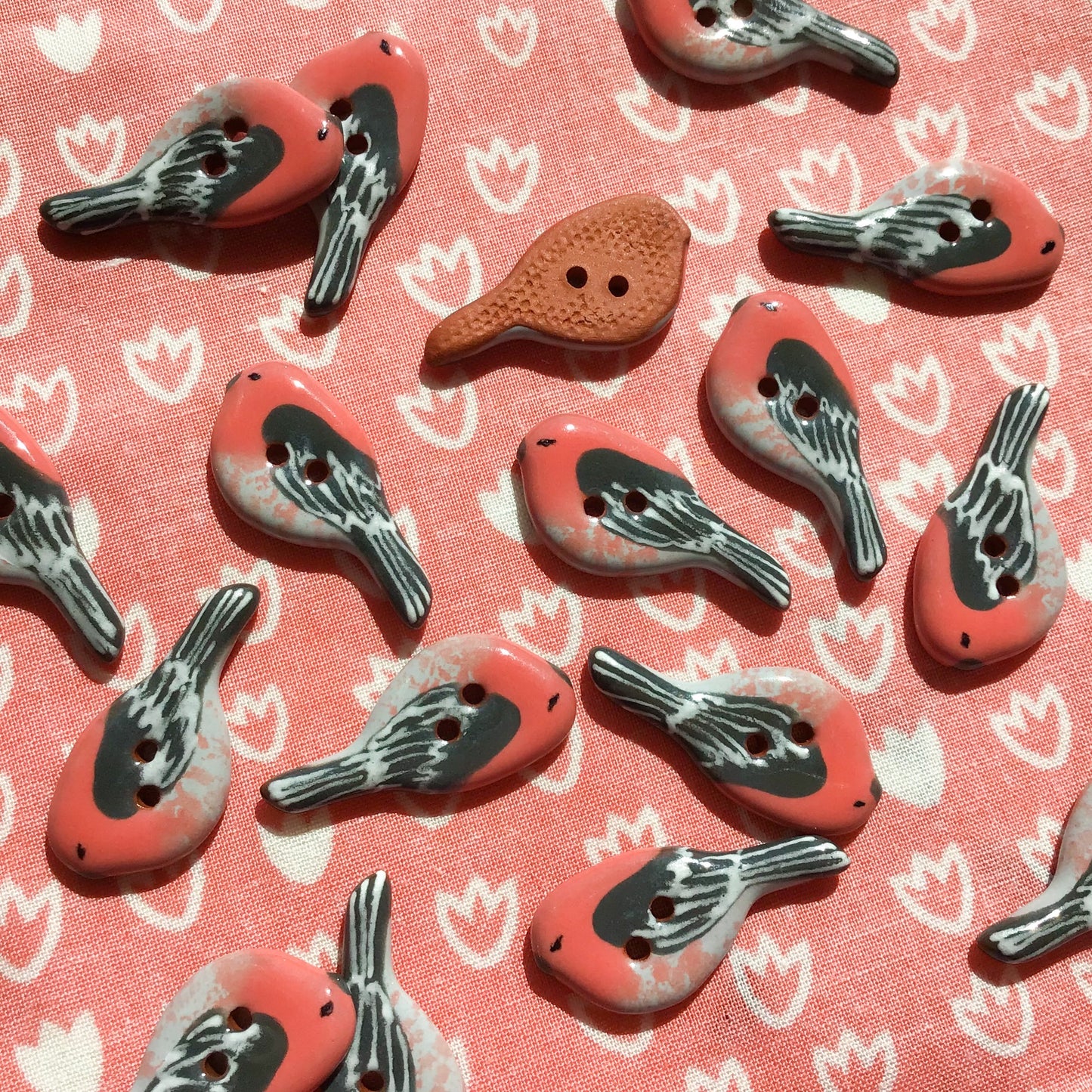 Ceramic Perching Songbird Button *NEW SPECIES! 1/2” x 1-1/8"