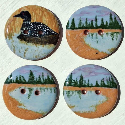 ‘Loon At Dusk’ 1-1/16” one-of-a-kind 4-pack