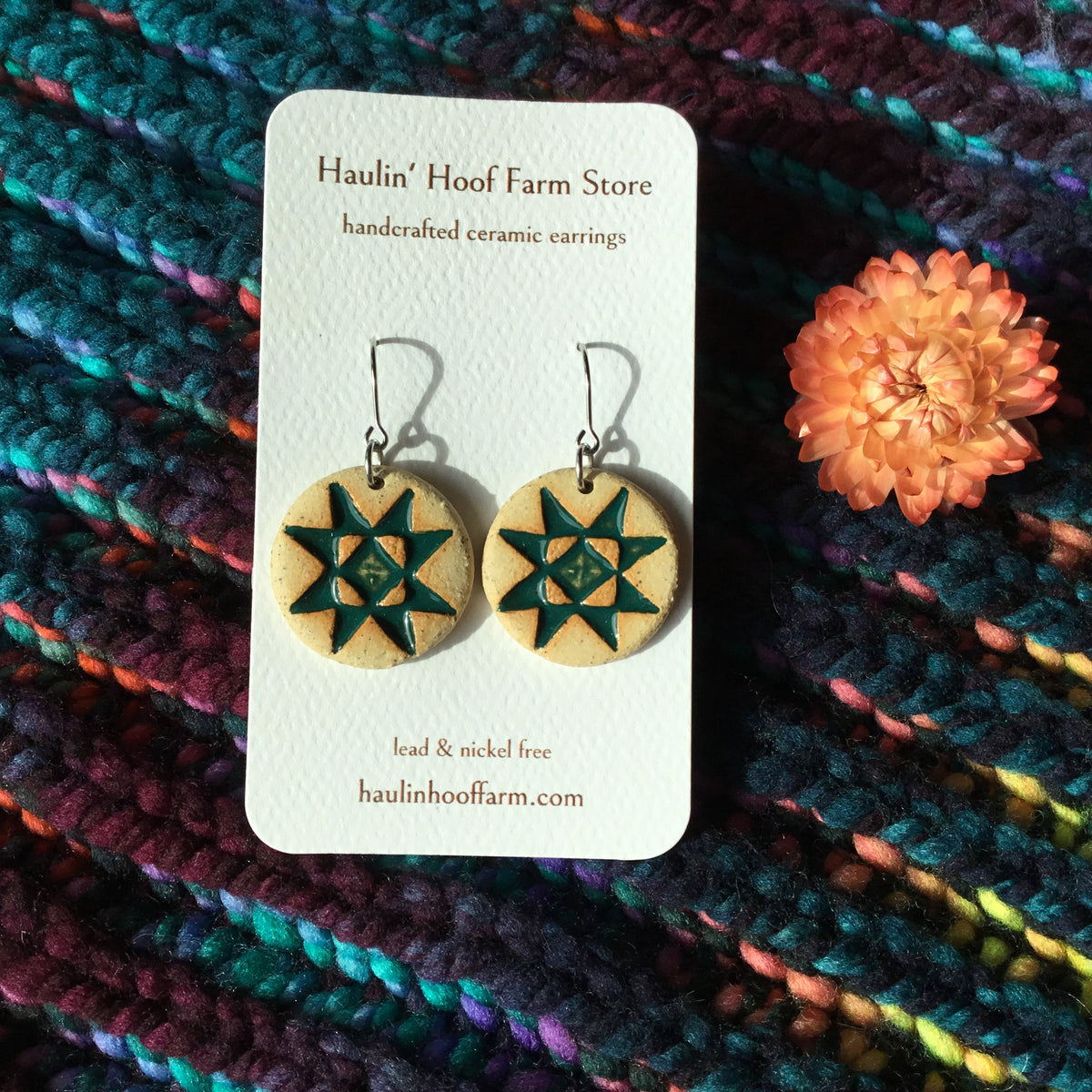 Rustic Ohio Star Stoneware Earrings