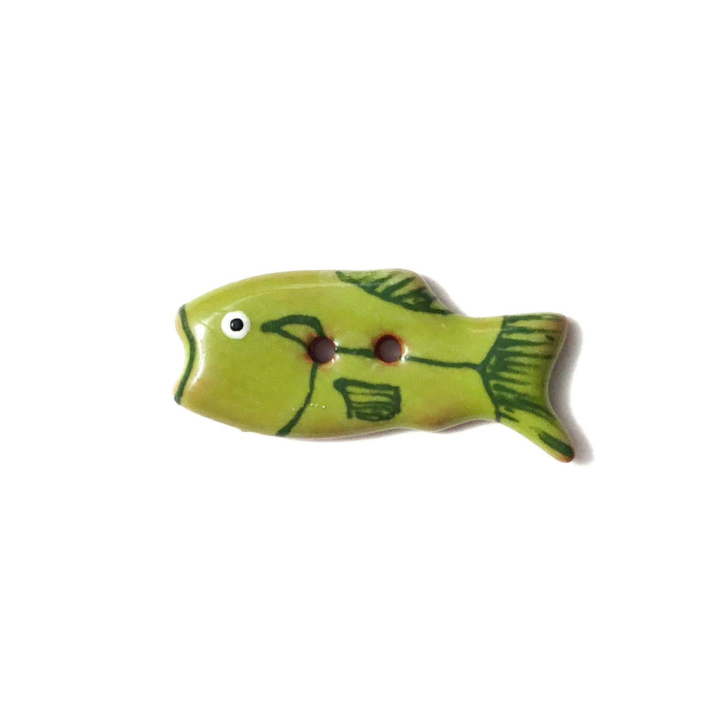 Colorful Fish Ceramic Buttons  1/2" x 1-1/4"