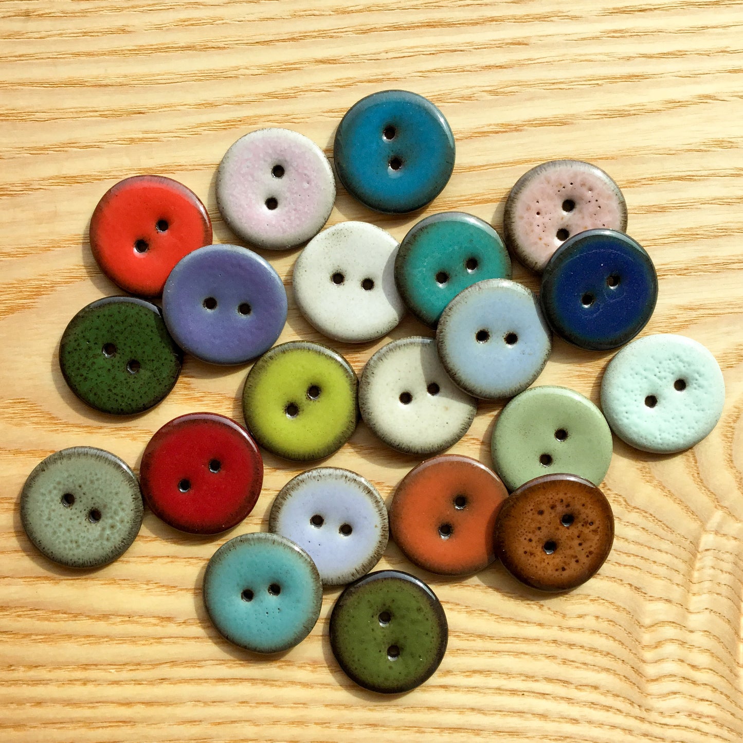 Assorted Colors GLOSSY Black Clay Buttons  1"