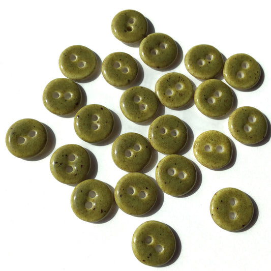 Speckled Olive Porcelain Button  7/16"